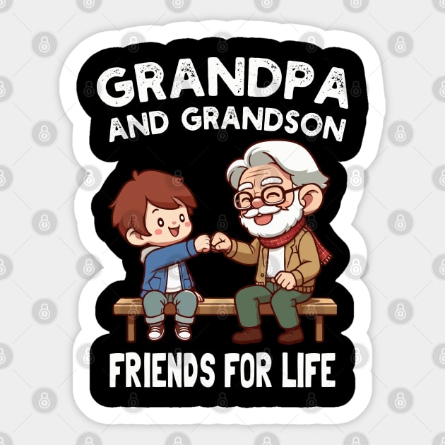 Grandpa And Grandson Friends For Life Sticker by MoDesigns22 